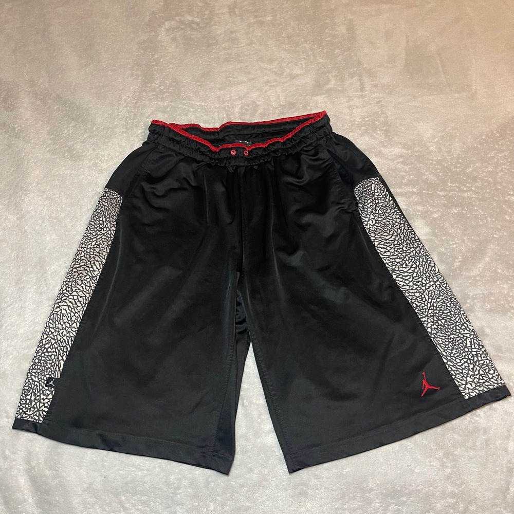 Jordan Shorts Mens Large Black Red Elephant Print Basketball Jumpman Workout Gym